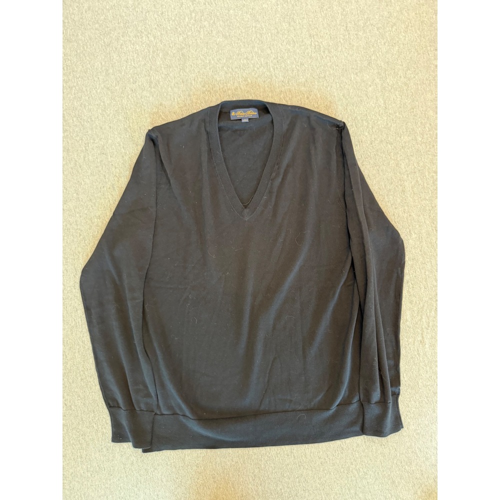 Brooks Brothers Mens Supima Cotton V-Neck Sweater Black Large 3731-155ND050